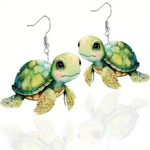 Ocean Sea Life Animal Turtle Womens Adorable Dangle Drop Acryclic Earrings